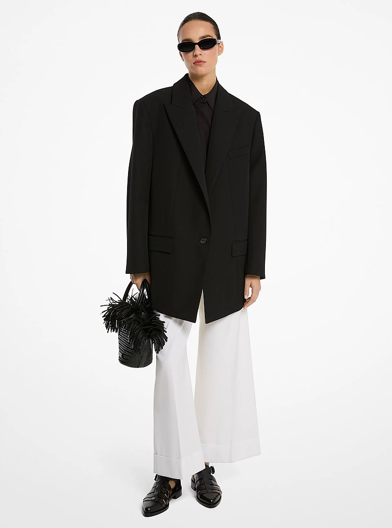Blazer oversize de gabardina de lana y algod&oacute;n in NEGRO | Michael Kors