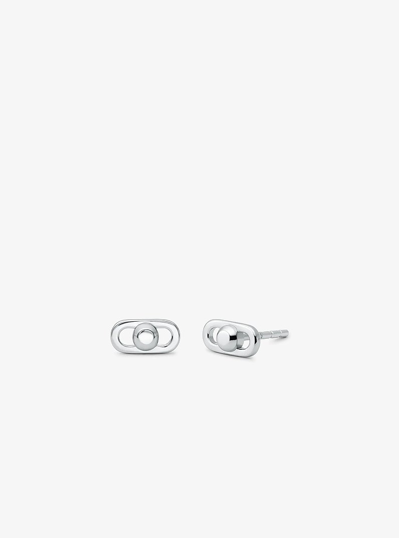 Astor Link Extra-Small Precious Metal-Plated Sterling Silver Earrings in SILVER | Michael Kors