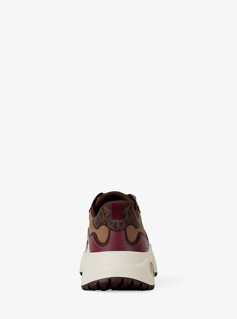 Levie Mixed-Media Trainer in MAROON | Michael Kors