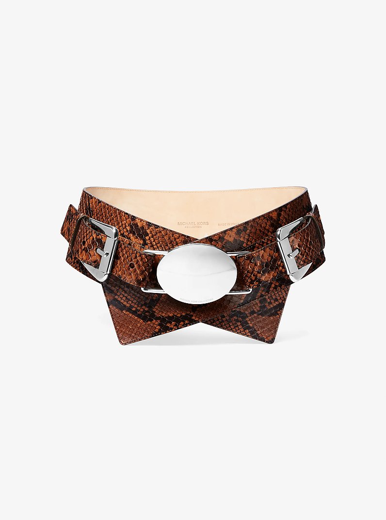 Gloria Python Embossed Leather Belt