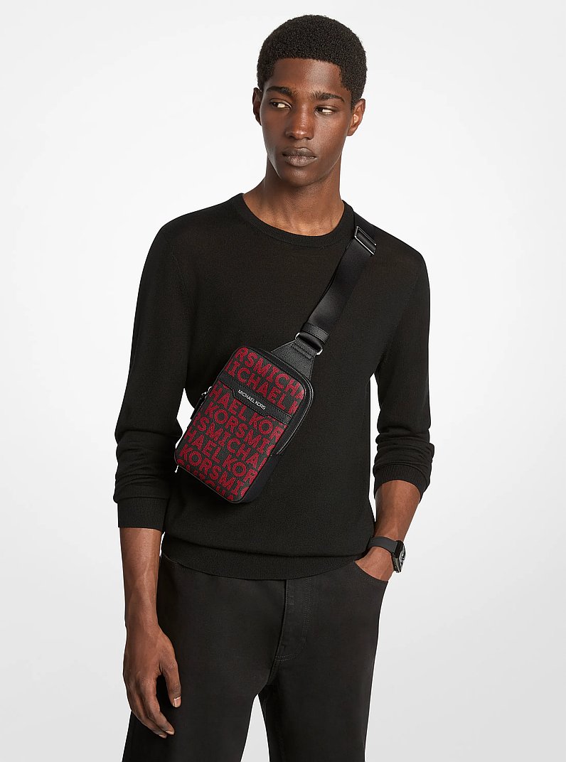 Cooper Medium Graphic Logo Sling Pack in BRIGHT RED | Michael Kors