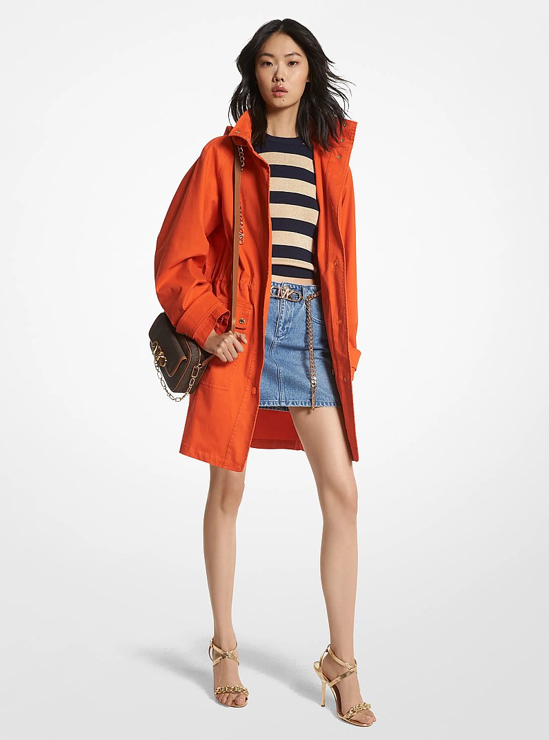 Stretch Cotton Chain Cord Anorak in OPTIC ORANGE | Michael Kors