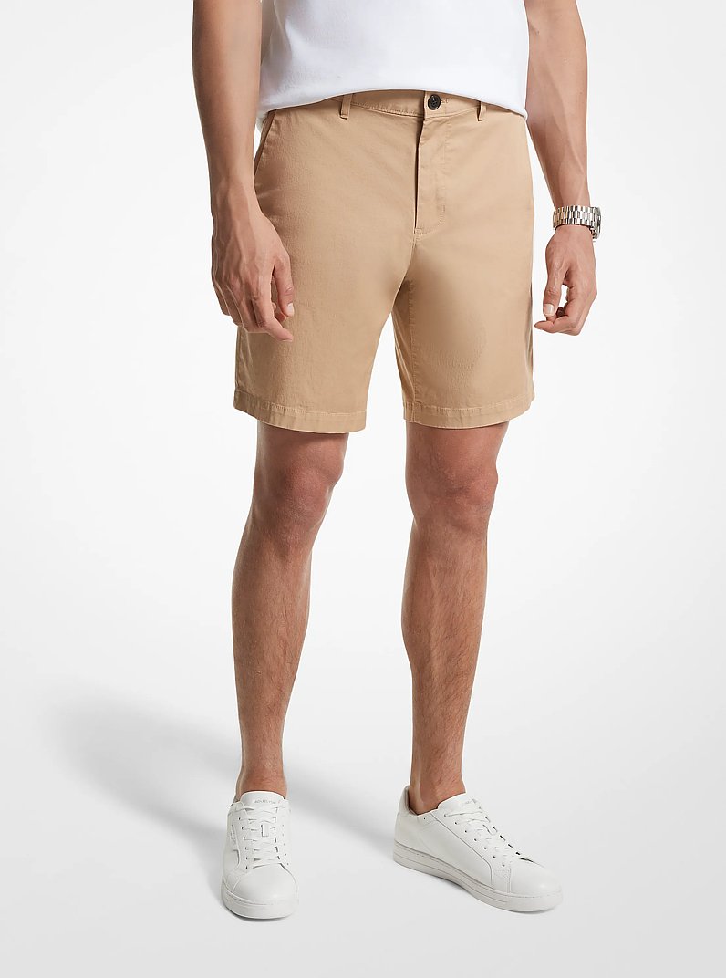 Pantal&oacute;n corto de algod&oacute;n el&aacute;stico in CAQUI | Michael Kors