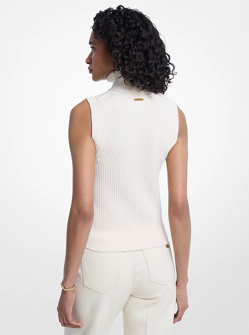 Sleeveless Wool Blend Turtleneck Top in BONE | Michael Kors