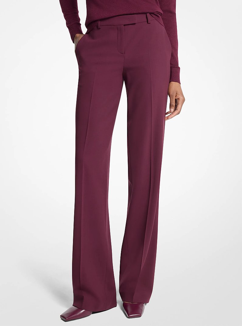 Camilla Stretch Wool Stovepipe Trousers in WINE | Michael Kors