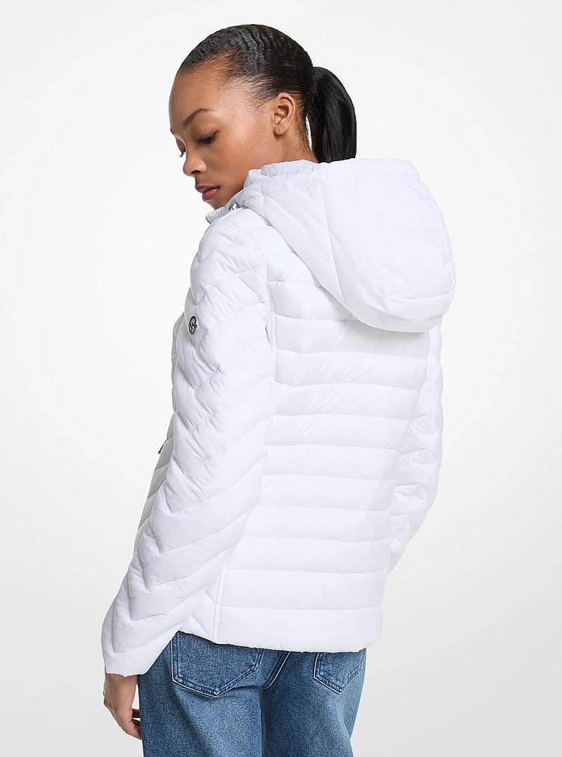 Chevron Logo Print Quilted Nylon Reversible  Jacket in WHITE | Michael Kors