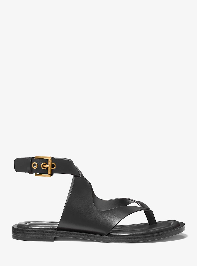Irene Leather Wrap Sandal in BLACK | Michael Kors