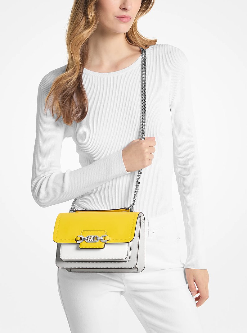 Heather Large Color-Block Leather Shoulder Bag in Bright Dandelion Multi | Michael Kors