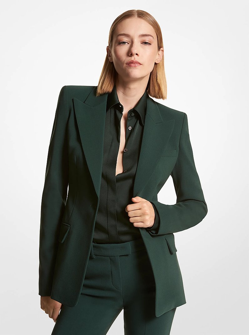 Georgina Stretch Pebble Crepe Blazer in FOREST | Michael Kors