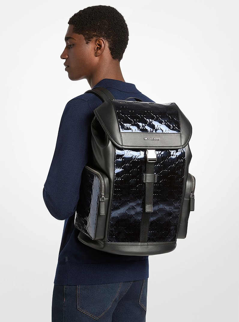 Cooper Medium Metallic Logo Debossed Backpack in NAVY - Sale