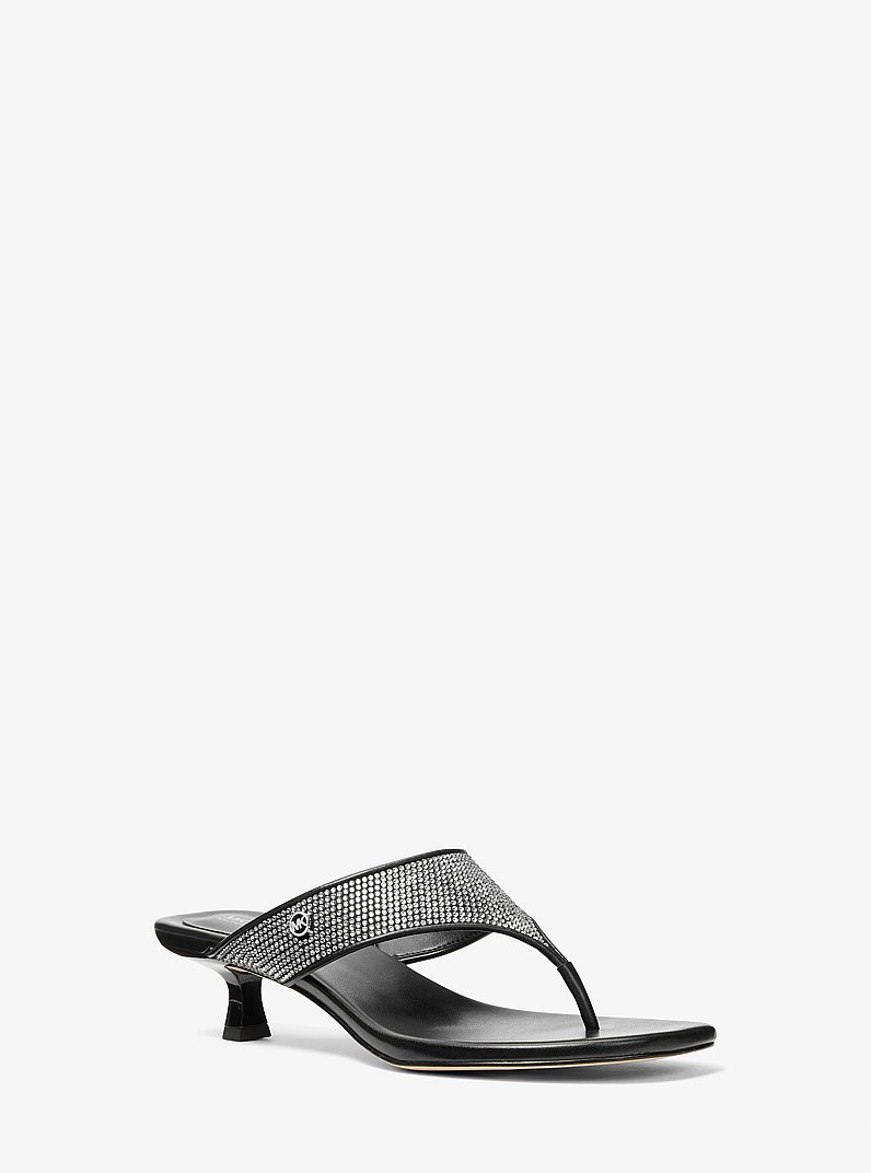 Anneka Embellished Thong Sandal in BLACK | Michael Kors
