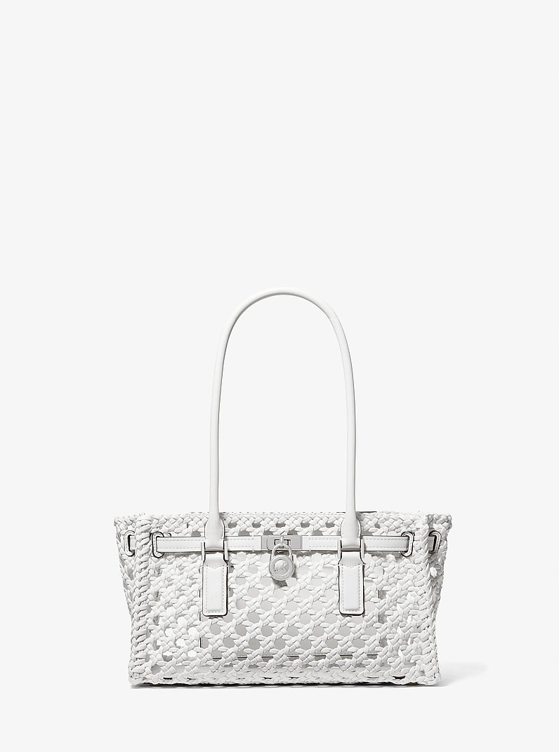 Hamilton Moderne Small Hand-Woven Satchel in OPTIC WHITE | Michael Kors