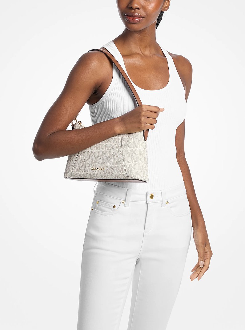 Sienna Medium Signature Logo Convertible Crossbody Bag in VANILLA/LUGGAGE | Michael Kors