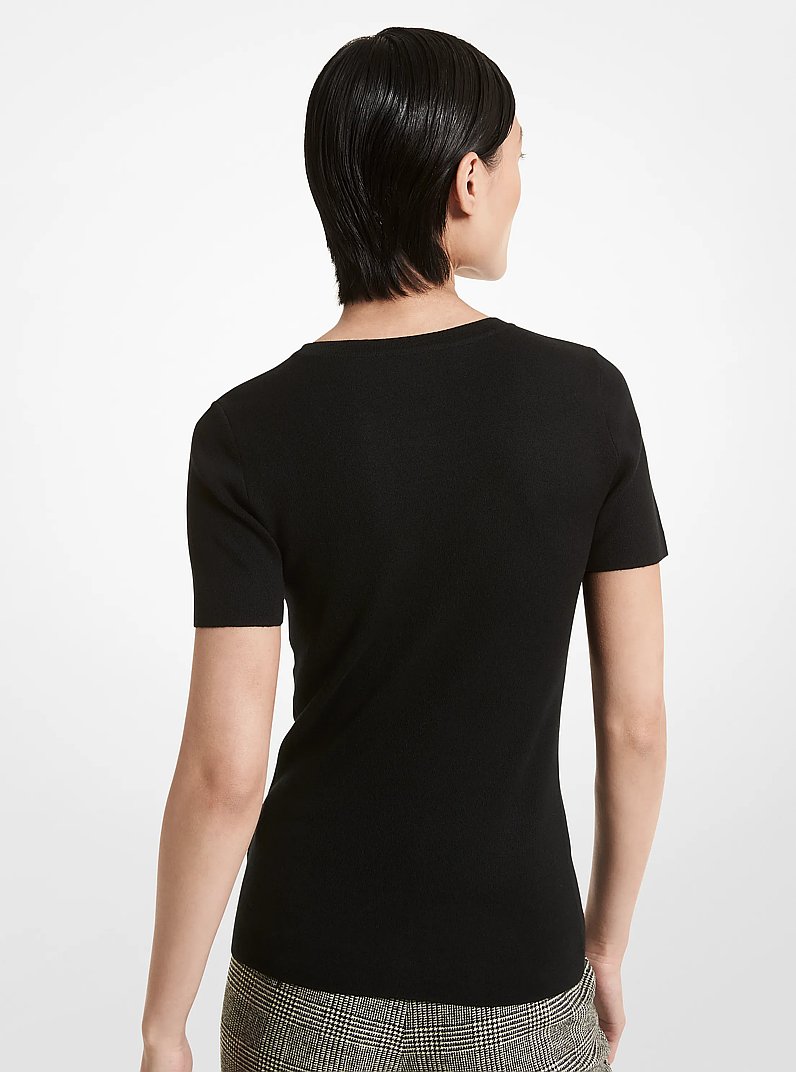 Cashmere Short-Sleeve Sweater in BLACK | Michael Kors