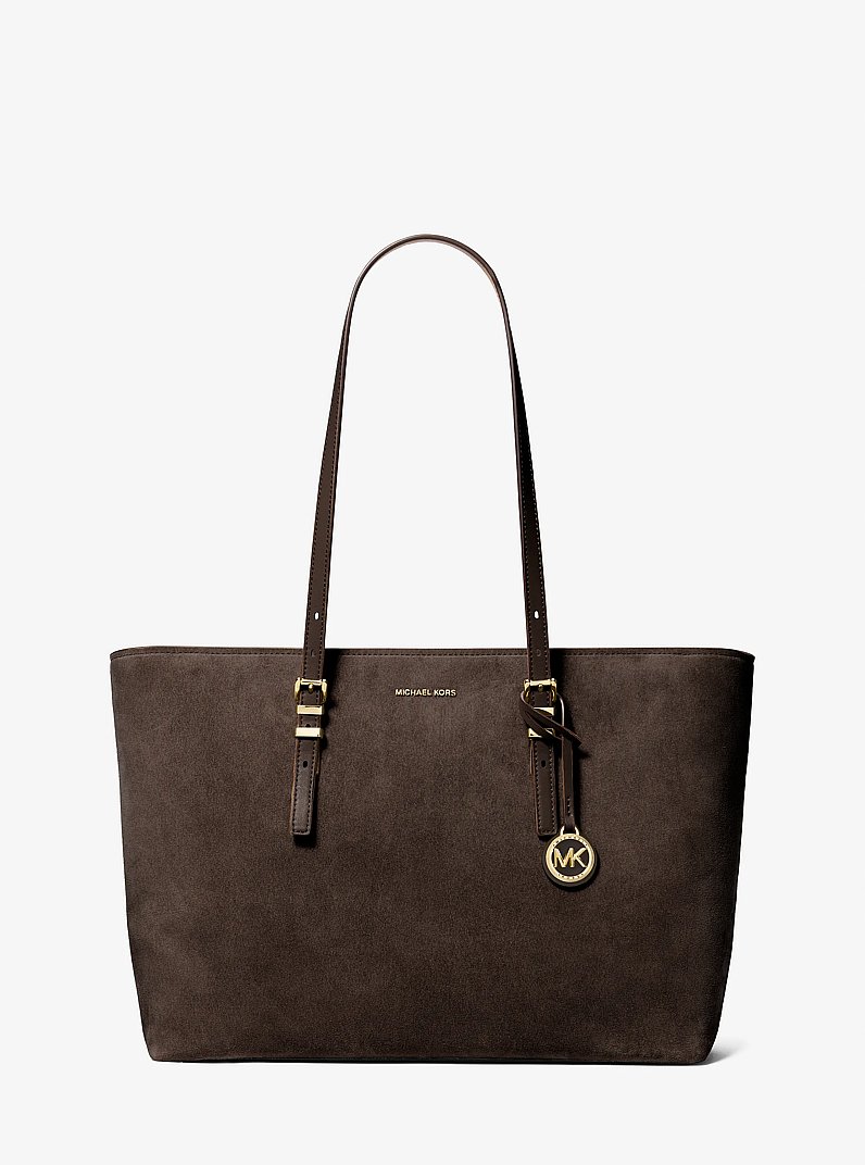 Quinn Large Suede Tote Bag in CHOCOLATE | Michael Kors