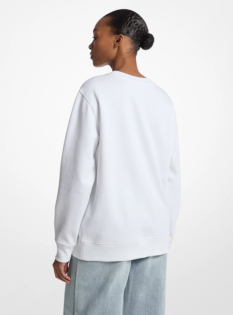 Sudadera de mezcla de algod&oacute;n con logotipo adornado in BLANCO | Michael Kors