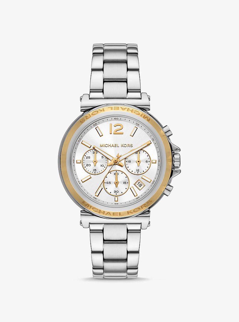 Oversized Maren Silver-Tone Watch in TWO TONE | Michael Kors