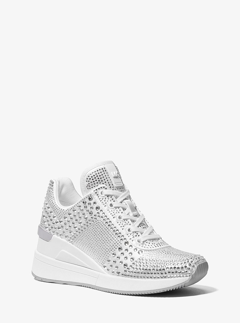 Georgie Crystal Embellished Satin Trainer