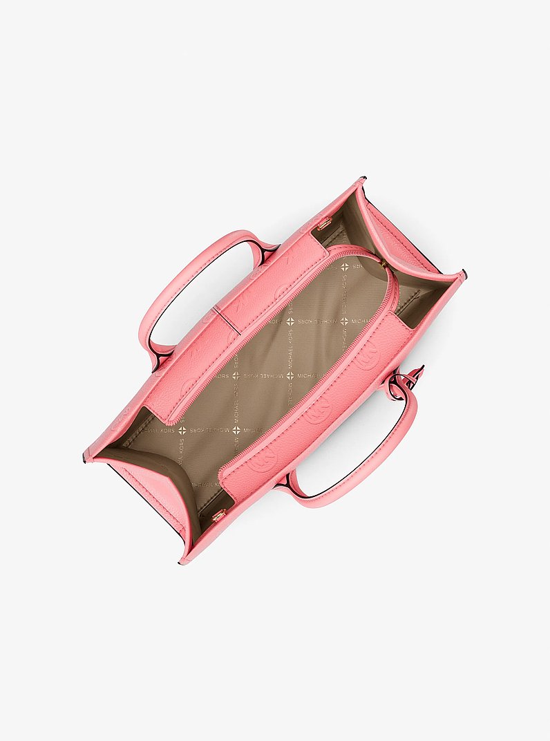 Mirella Medium Logo Debossed Satchel in CARNATION | Michael Kors