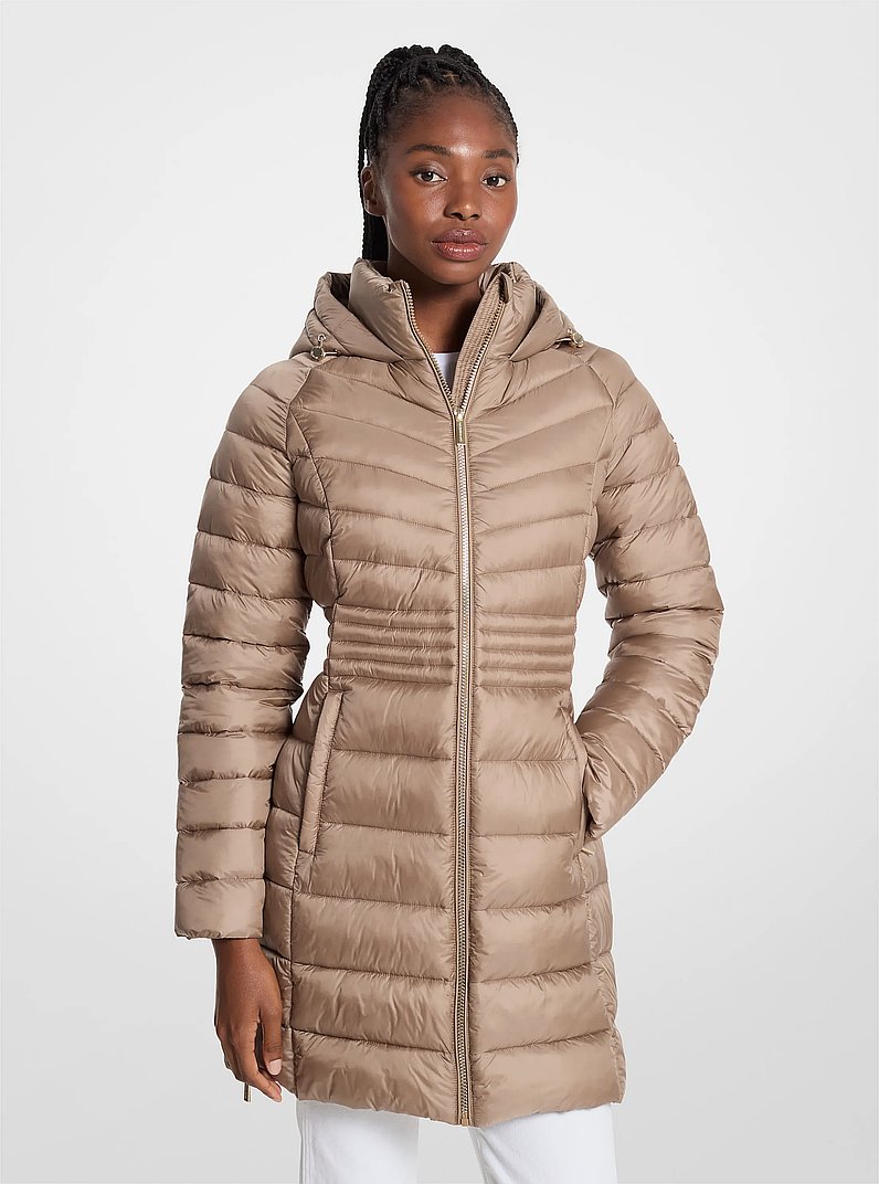 Quilted Nylon Puffer Coat in TAUPE - Sale | Michael Kors [US]