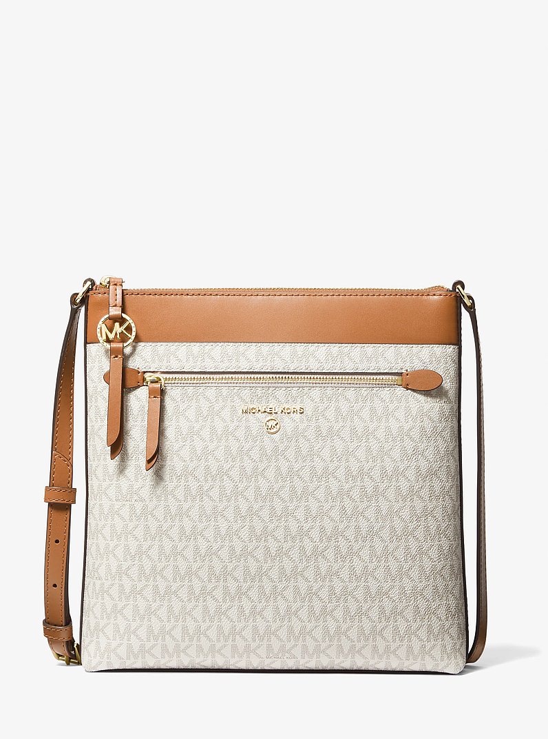 Jet Set Large Logo Crossbody Bag in VANILLA/ACORN | Michael Kors