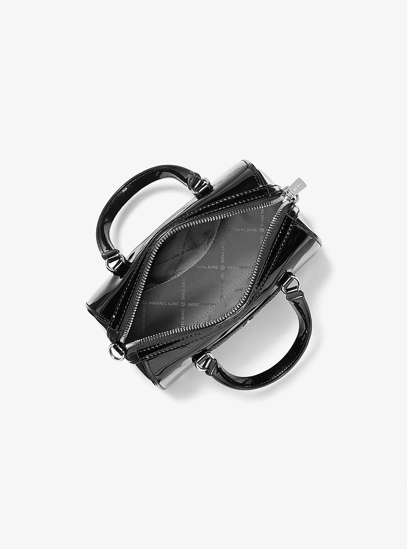 Jet Set Small Patent Duffel Crossbody Bag in BLACK | Michael Kors