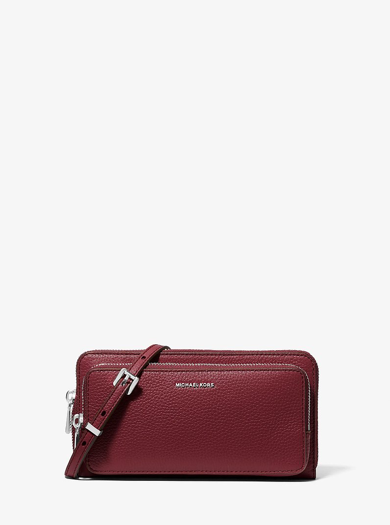 Jet Set Large Pebbled Leather Crossbody Bag in OXBLOOD | Michael Kors
