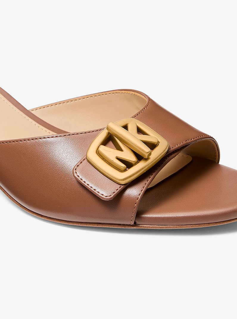 Bryant Leather Kitten Sandal in LUGGAGE | Michael Kors