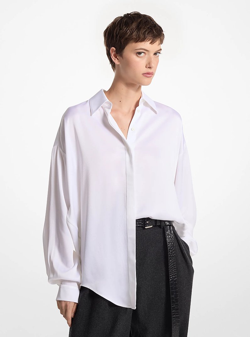 Charmeuse Shirt in OPTIC WHITE | Michael Kors