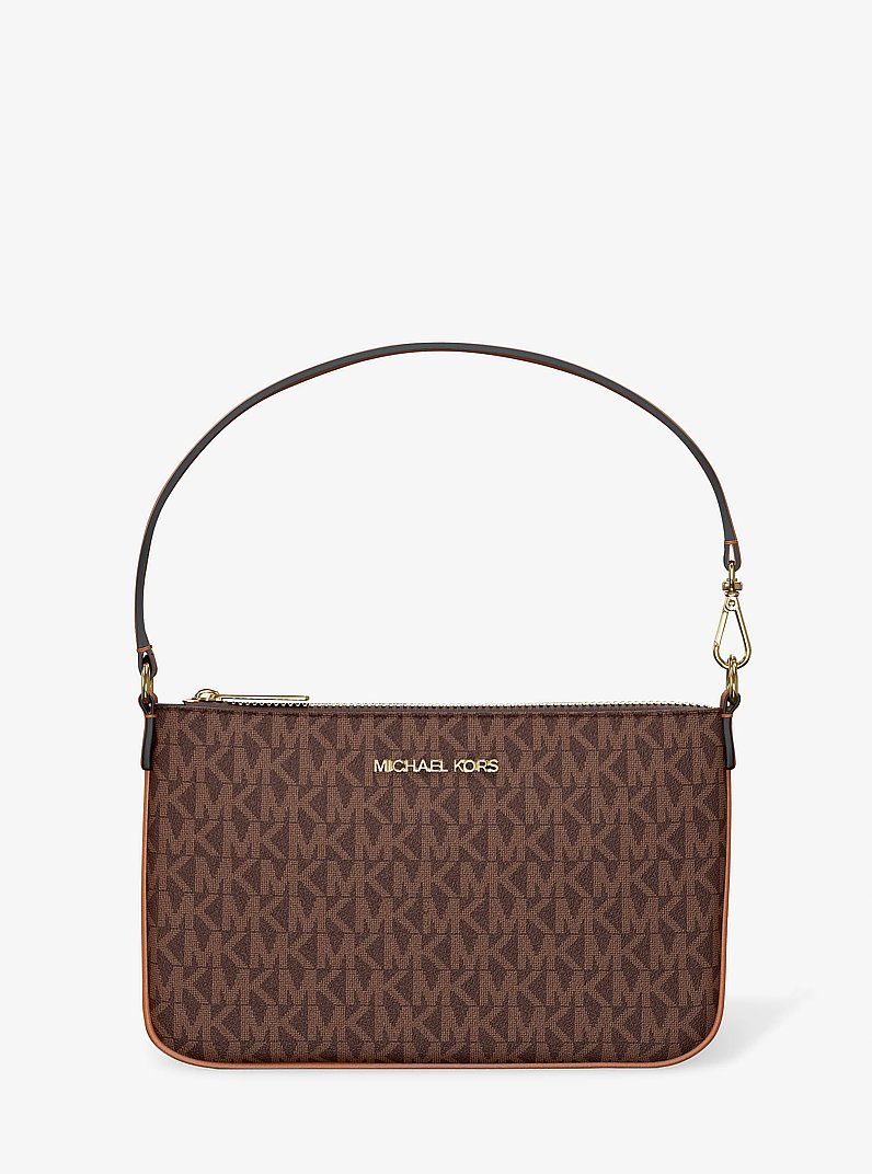 Jet Set Small Signature Logo Convertible Wristlet in BROWN | Michael Kors
