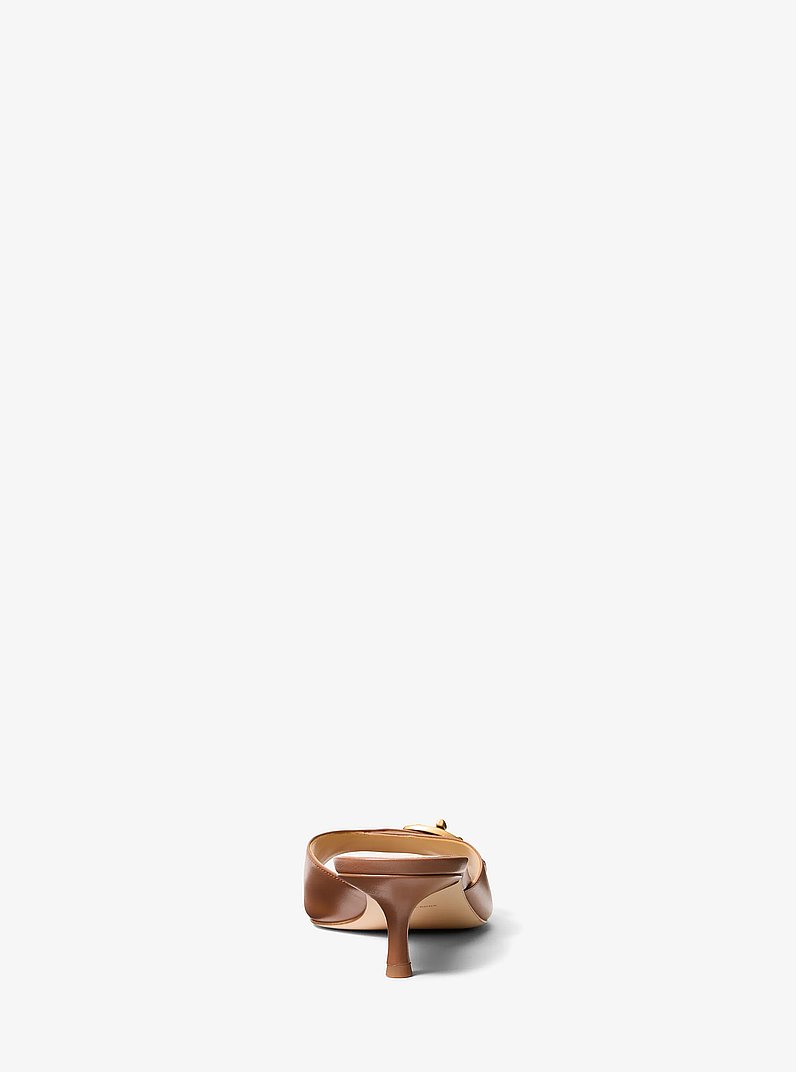 Bryant Leather Kitten Sandal in LUGGAGE | Michael Kors