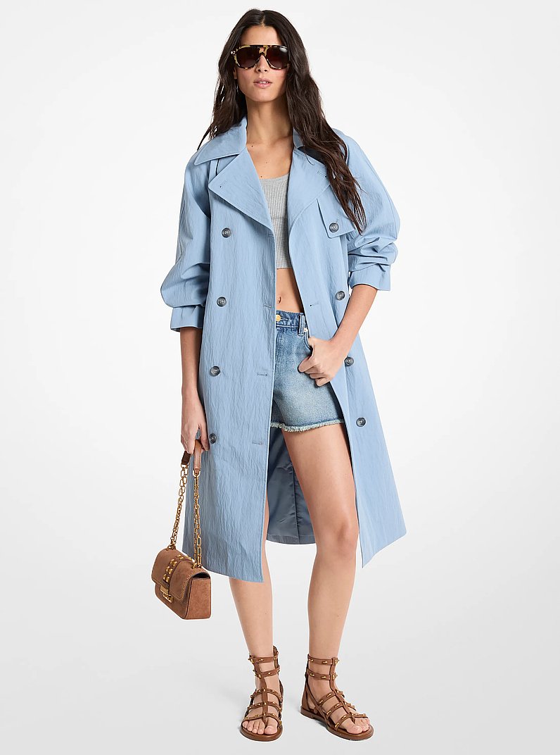 Oversize-Trenchcoat aus gewaschener Baumwolle und Nylon in CHAMBRAY | Michael Kors