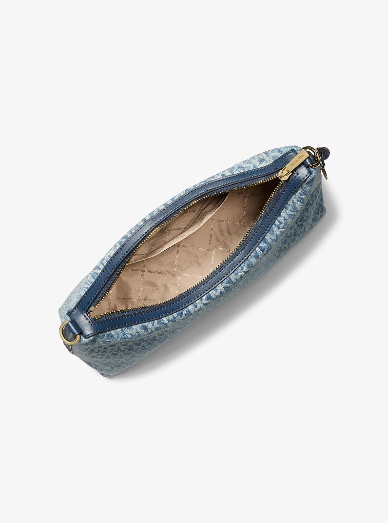 Sac &agrave; bandouli&egrave;re convertible Sammy de taille moyenne en denim &agrave; imprim&eacute; &agrave; logo Signature in BLEU CLAIR R&Eacute;TRO LAV&Eacute; | Michael Kors