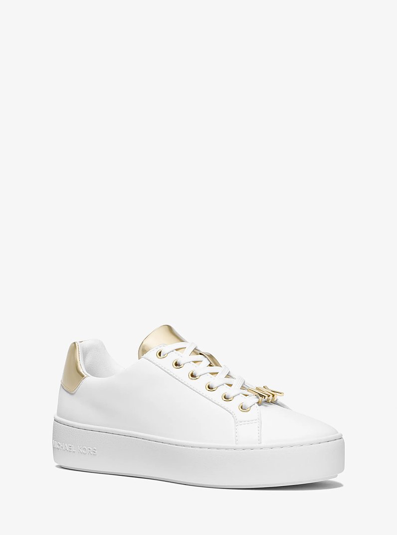 Poppy Metallic Trim Sneaker in WHITE/PALE GOLD | Michael Kors