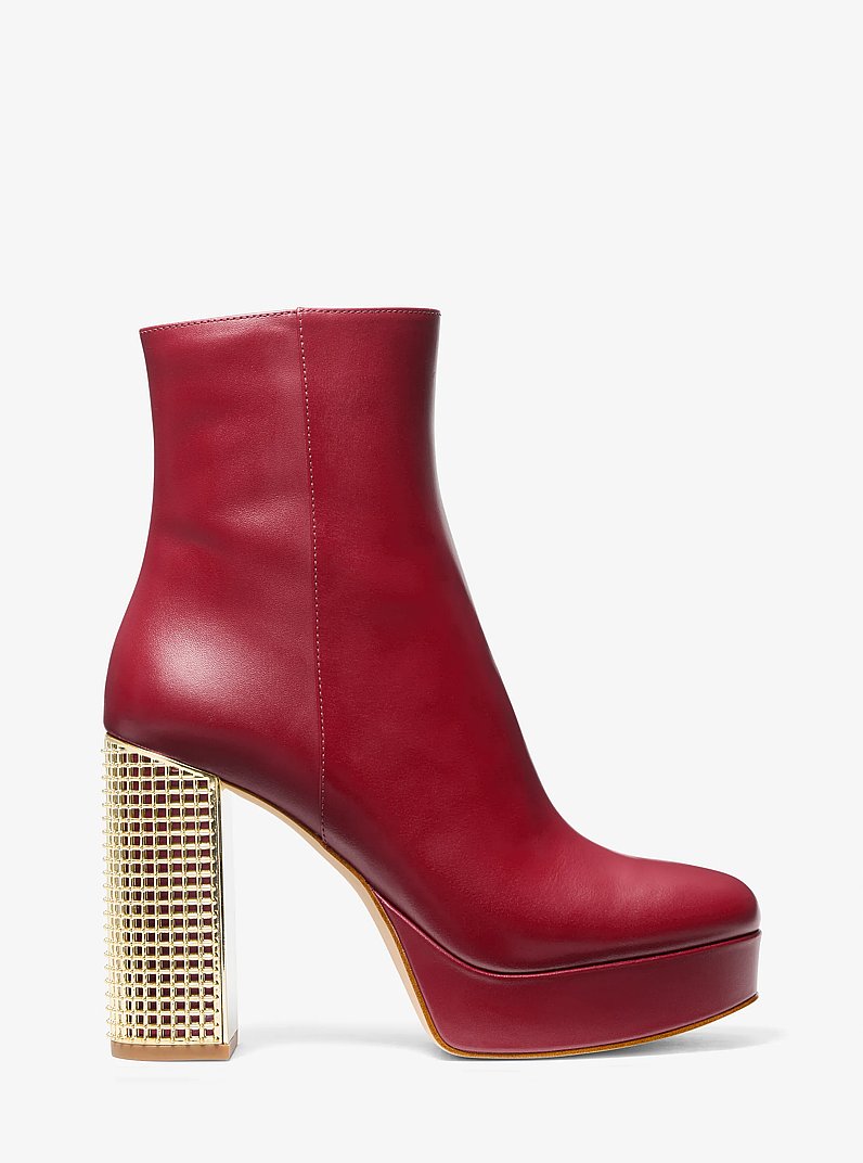 Maxine Leather Platform Boot in DEEP RED | Michael Kors