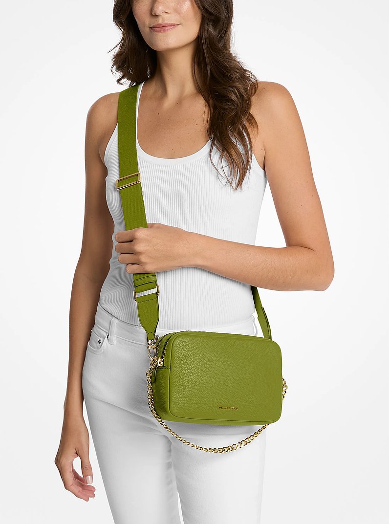 Bryant Medium Pebbled Leather Camera Crossbody Bag in MEADOW GREEN | Michael Kors