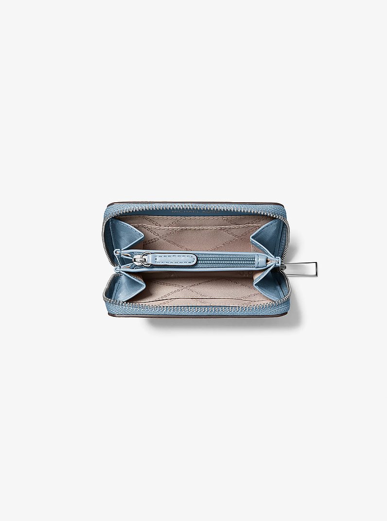 Tarjetero Jet Set peque&ntilde;o de piel granulada con cremallera circundante in CHAMBRAY | Michael Kors