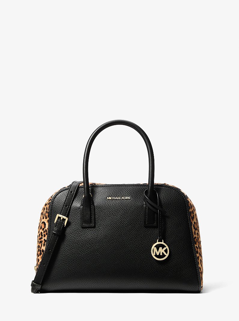 Sacoche Ashton lisse de taille moyenne en poils de veau &agrave; imprim&eacute; l&eacute;opard in POIL DE CHAMEAU MULTI | Michael Kors