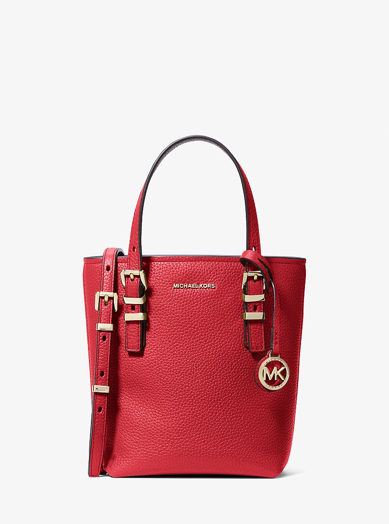 Quinn Extra-Small Pebbled Leather Tote Bag in CRIMSON - Sale