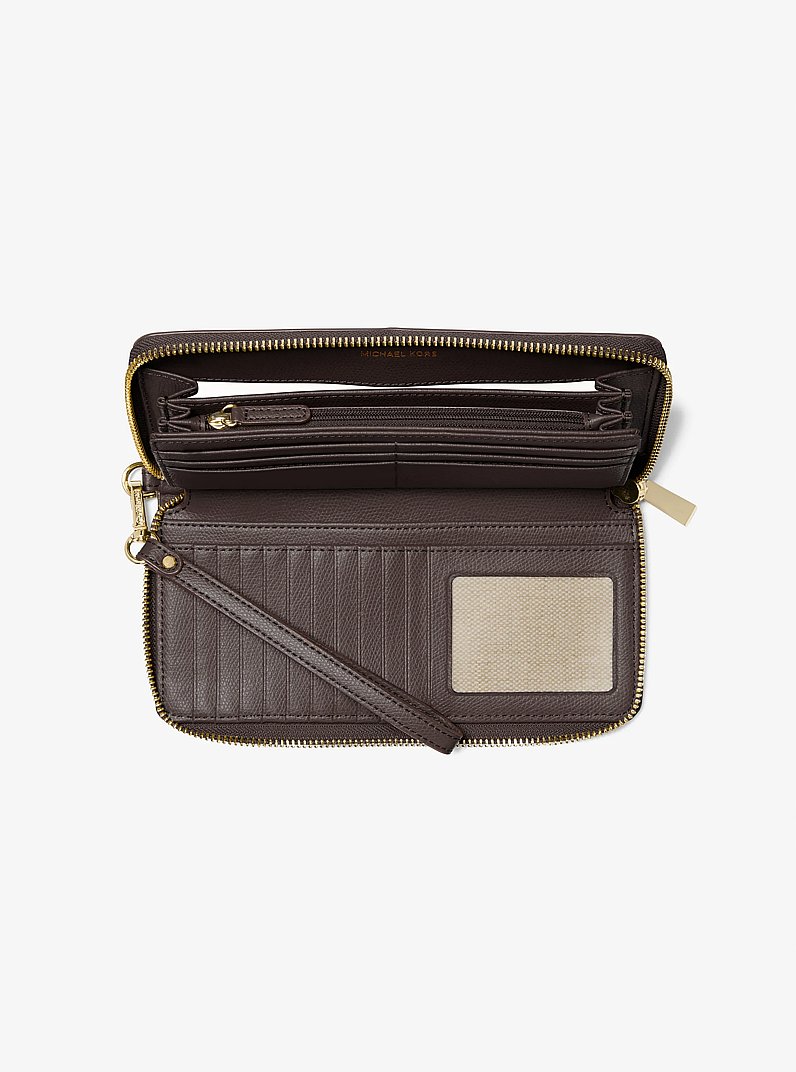 Jet Set Travel Large Leather Continental Wallet in CHOCOLATE | Michael Kors