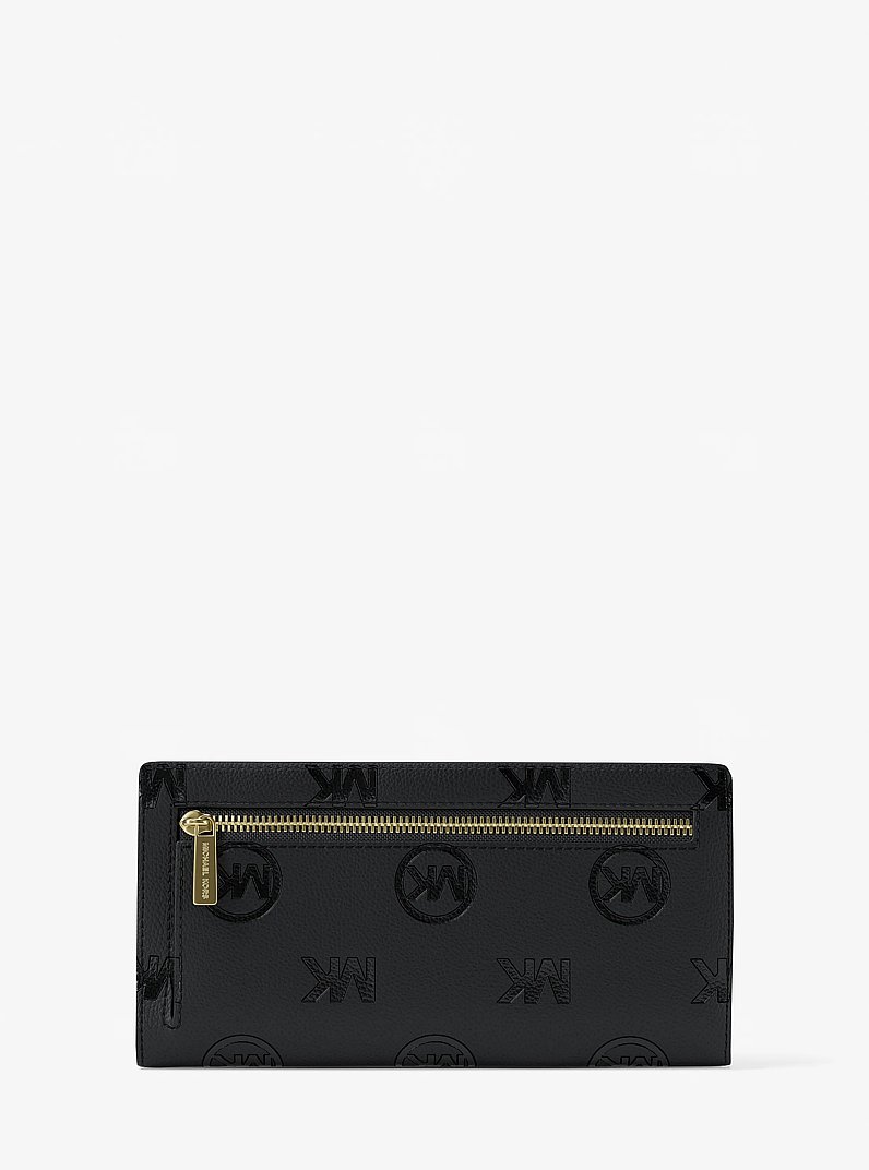 Carson Large Logo Debossed Snap Wallet in BLACK | Michael Kors