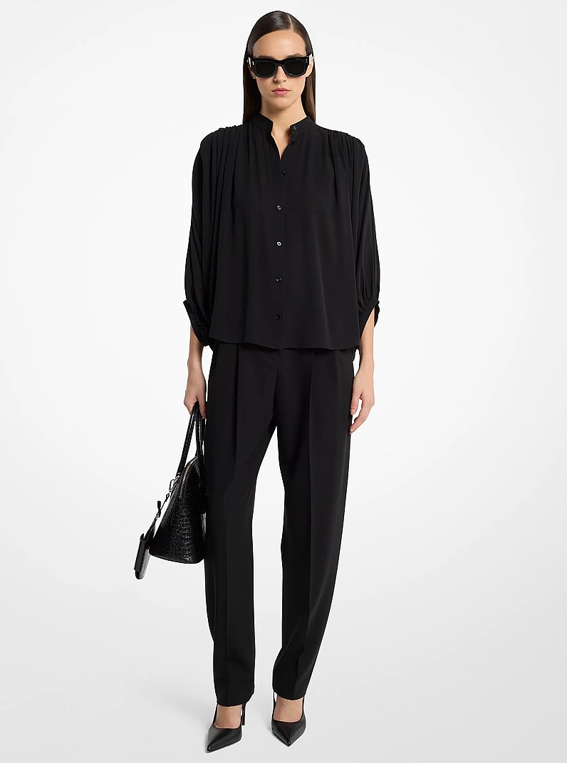 Blusa estilo poet de georgette de seda in NEGRO | Michael Kors