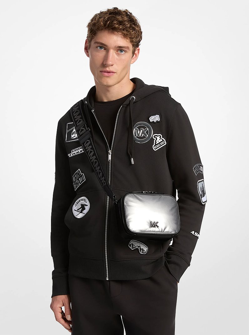 Brooklyn Puffy Metallic Crossbody Bag in GUNMETAL | Michael Kors