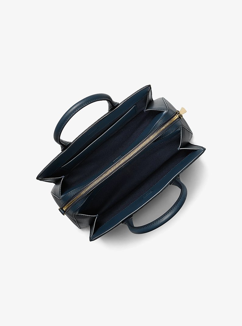 Laila Medium Signature Logo Satchel in ADMRL/PLBLUE | Michael Kors