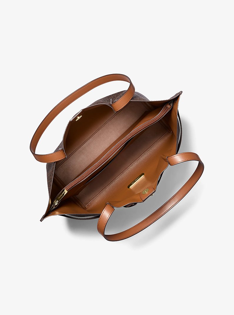 Emilia Large Logo Tote Bag in BROWN | Michael Kors