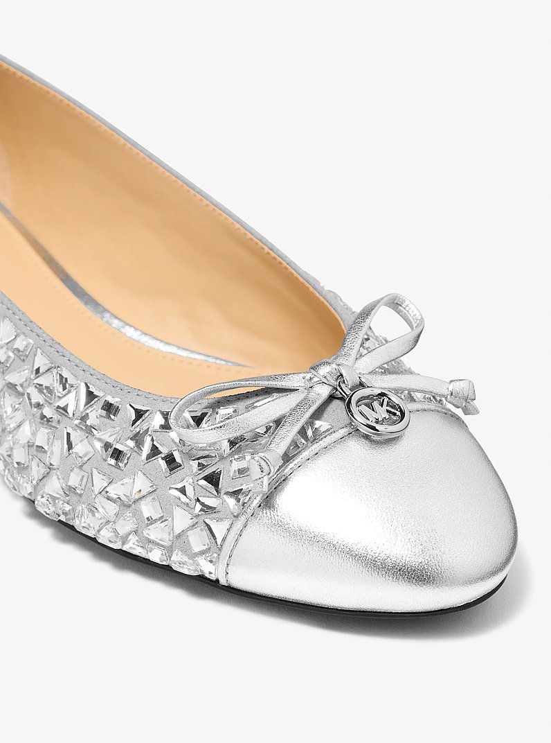 Piper Flex Embellished Metallic Ballet Flat in NICKEL | Michael Kors
