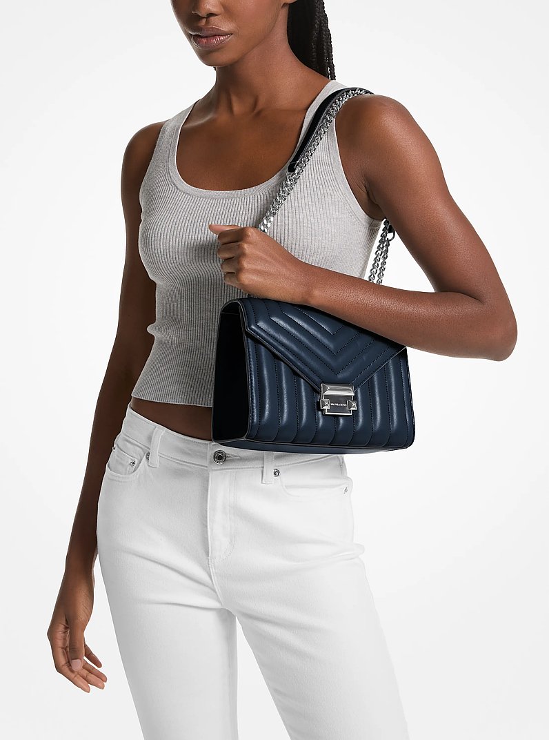 Sac &agrave; &eacute;paule Whitney matelass&eacute; de taille moyenne in BLEU MARINE | Michael Kors