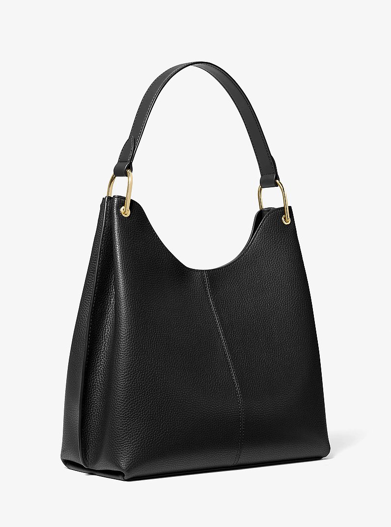 Bolso hobo de hombro Joan grande de piel granulada in NEGRO | Michael Kors