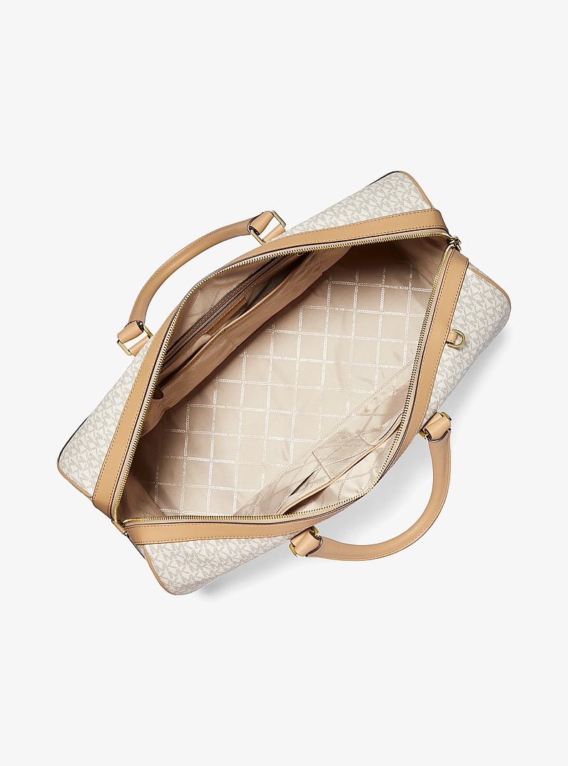 Sac de week-end Bedford Travel extra-large &agrave; rayures et logo in VANILLE COMBO | Michael Kors