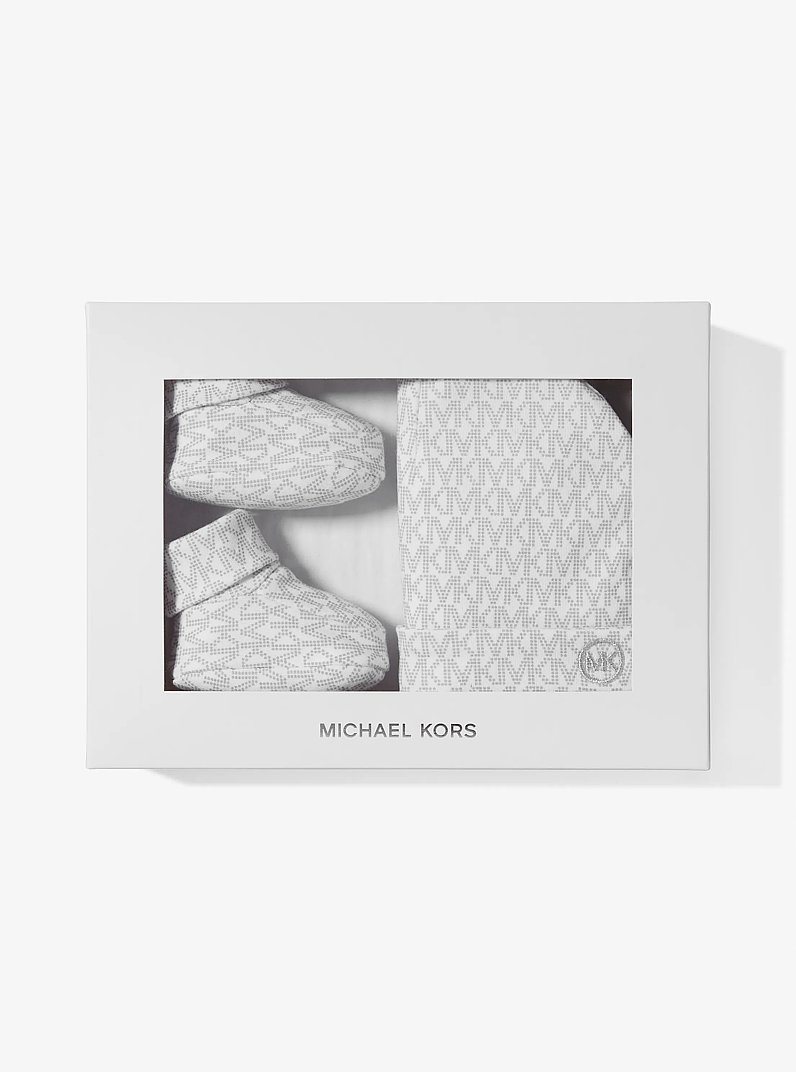 Logo Cotton Hat and Booties Baby Gift Set